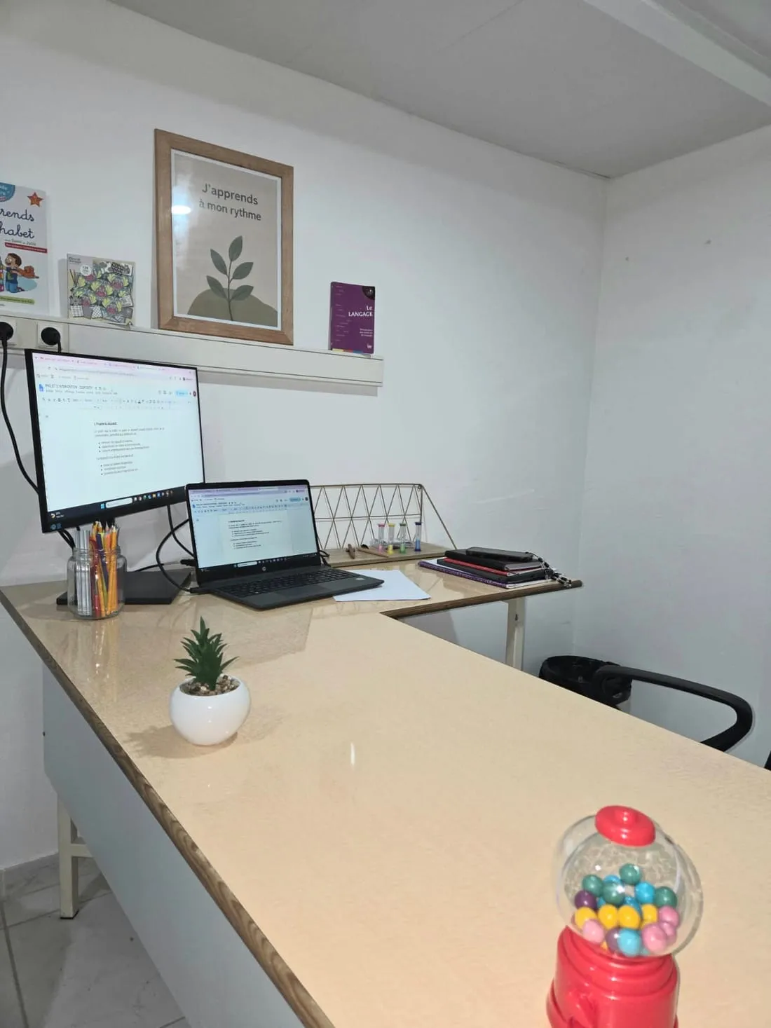 Bureau de travail et plante